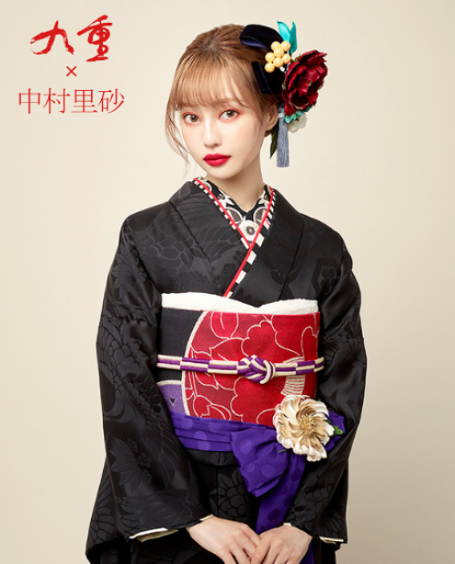 九重×中村里砂 無地振袖RN1（シンプル振袖／黒無地）21004