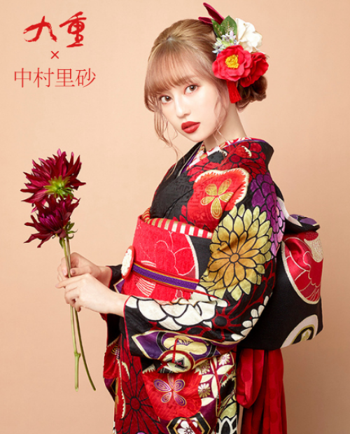中村里砂　人気のエンジ　振袖セット 九重×中村里砂振袖ネットレンタル くすみ色/クリーム/エンジ