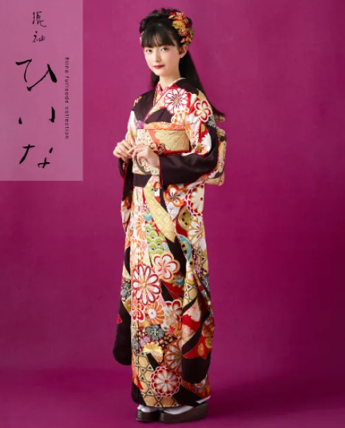 古典振袖（金駒刺繍絞り柄／紫紺色）19004 ｜おりえん