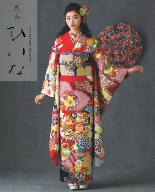 桶絞り古典振袖（辻が花／赤黒）20046 | おりえん 振袖ネットレンタル