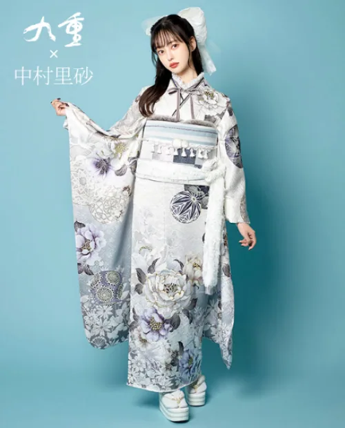 九重×中村里砂 白ライトグレー23008｜振袖ネットレンタルはおりえん