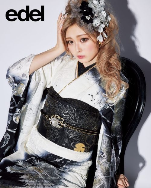 黒白染め分け シルバーの龍の振袖フルセット 黒白染め分け シルバーの