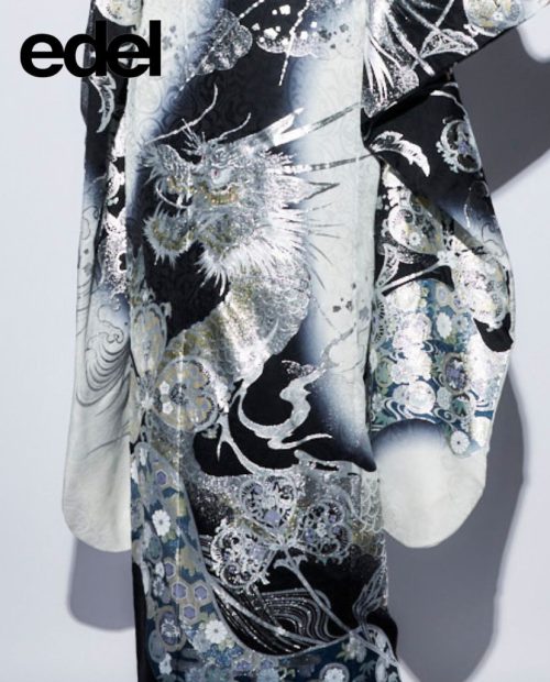 黒白染め分け シルバーの龍の振袖フルセット TAKAZENの振袖 /黒色