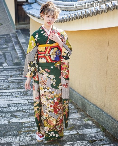 辻が花絞り振袖（紺色）18004 | おりえん 振袖ネットレンタル FURISODE 