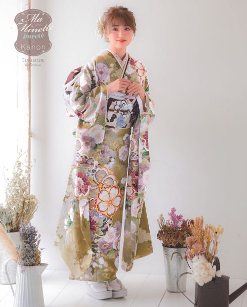 総絞り　紫　アンティーク？　金駒刺繍　正絹振袖　160cm　l236 総絞り 紫 アンティーク？ 金駒刺繍 正絹振袖 160cm l236