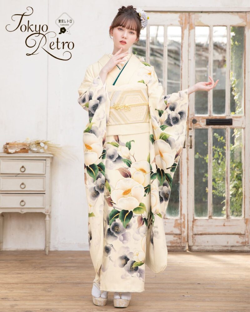 東京レトロ×マーシュ彩 やわらかな白地に椿柄が可愛いシンプル＆レトロ
