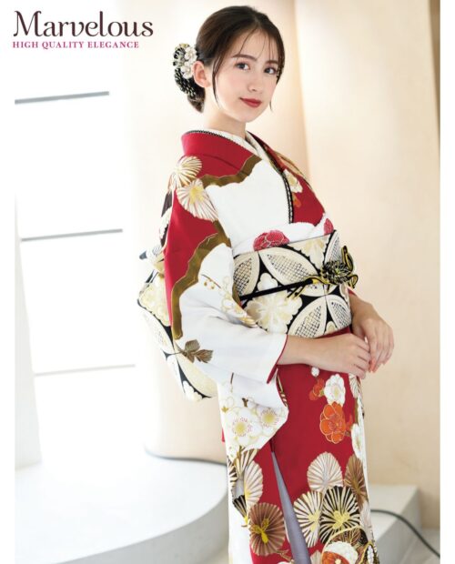 マーベラス 赤×白染め分け新古典振袖（艶やかキレイ）24055