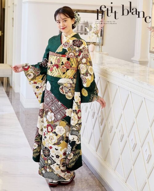 プチブラン PB43704緑古典振袖｜ネットレンタルはおりえん