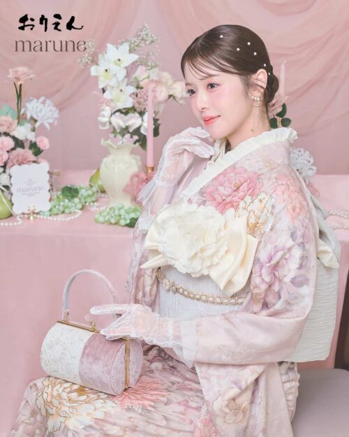 ラベンダーピンク＆フリルコーデで韓国♡な振袖_パステルガーリーな着物 27001