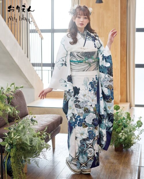 すぴなぁ*̣̩⋆̩*・振袖フルセット(9点)・成人式・色無地振袖 九重×中村里砂 無地振袖RN3（シンプル振袖／白無地）21003 | おりえん